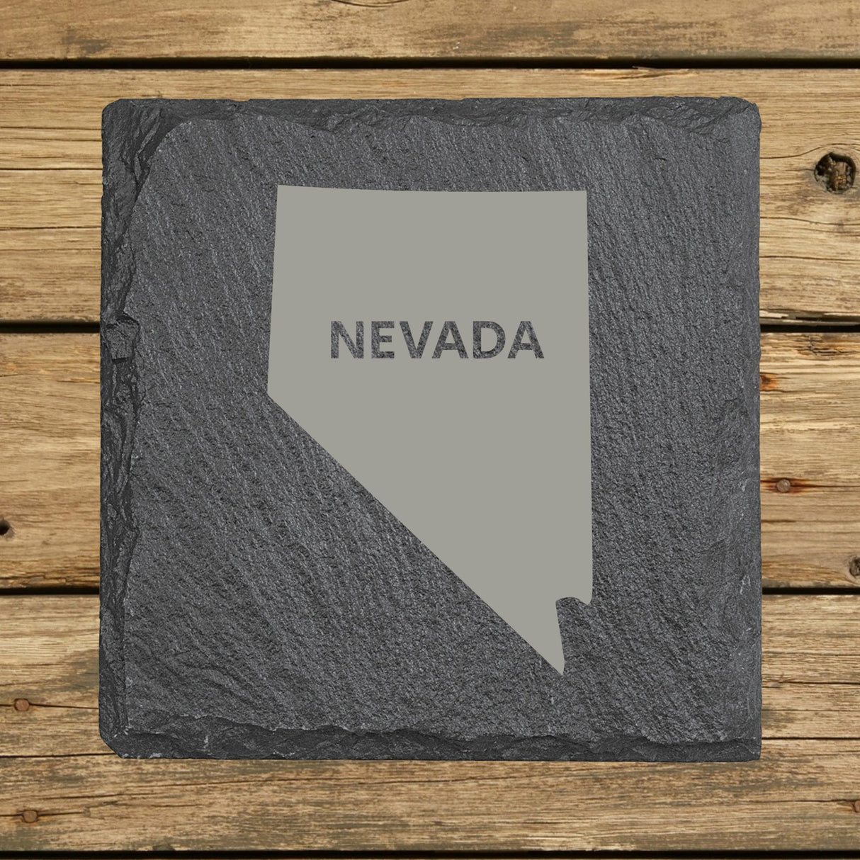 Nevada Slate Coaster Set – Engraved Natural Stone (Set of 4)