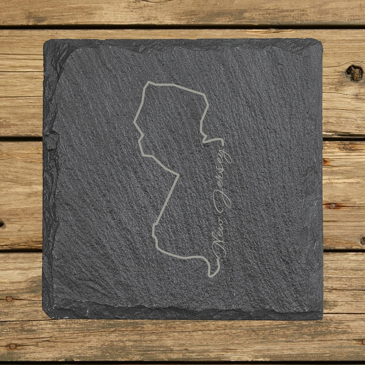 New Jersey Slate Coaster Set – Engraved Natural Stone (Set of 4)