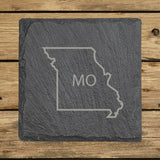 Missouri Slate Coaster Set – Engraved Natural Stone (Set of 4)