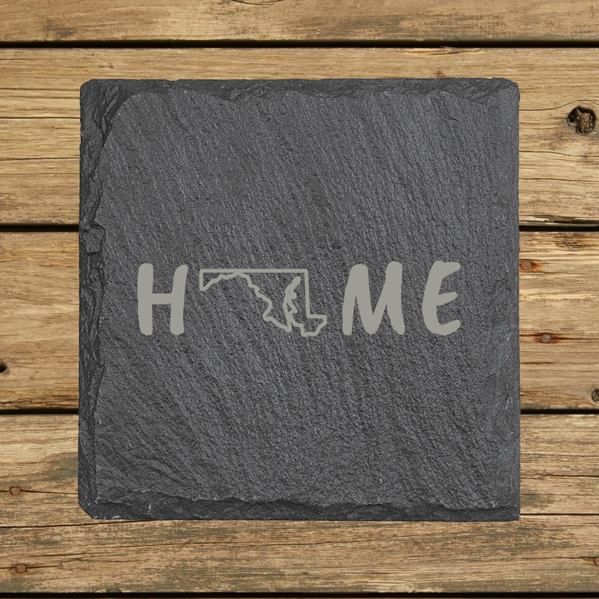 Maryland Slate Coaster Set – Engraved Natural Stone (Set of 4)
