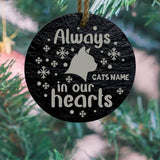 Personalized Cat Memorial Slate Ornament – Always in Our Hearts