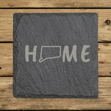 Connecticut Slate Coaster Set – Engraved Natural Stone (Set of 4)