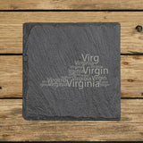 Virginia Slate Coaster Set – Engraved Natural Stone (Set of 4)