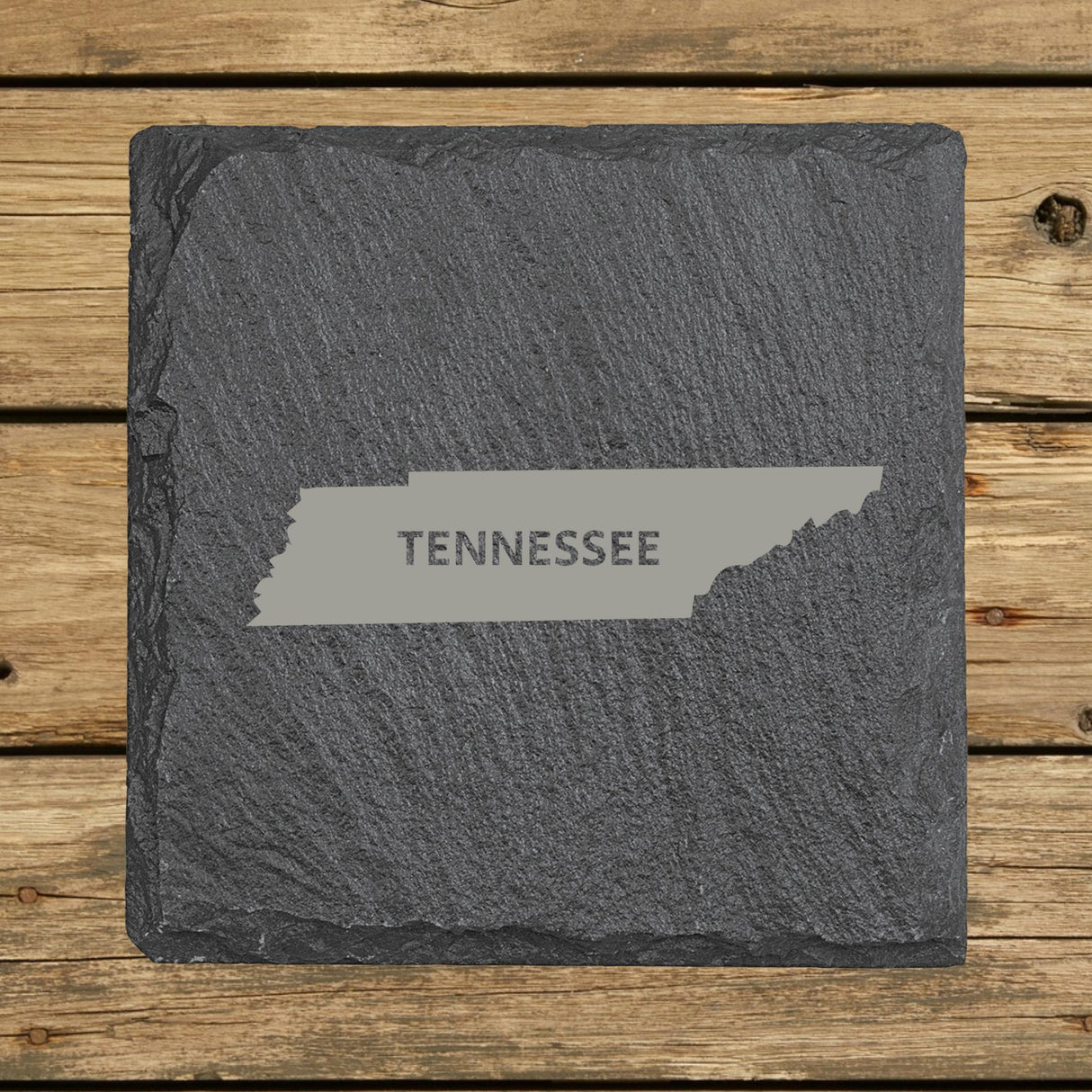 Tennessee Slate Coaster Set – Engraved Natural Stone (Set of 4)