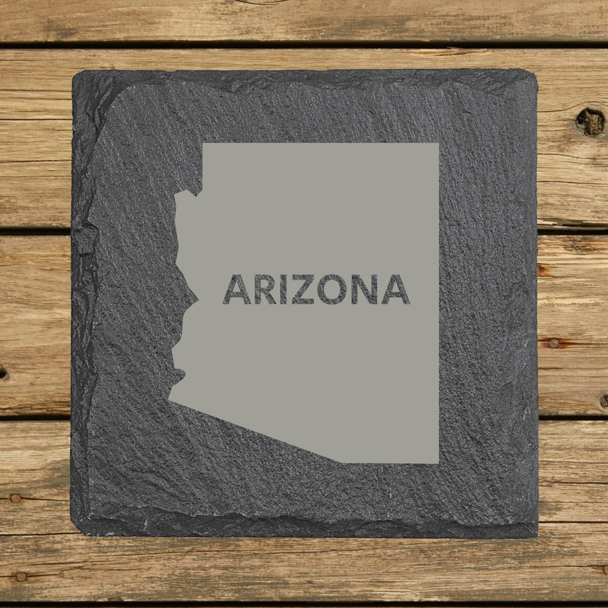 Arizona Slate Coaster Set – Engraved Natural Stone (Set of 4)