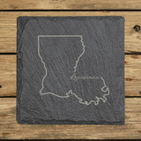 Louisiana Slate Coaster Set – Engraved Natural Stone (Set of 4)