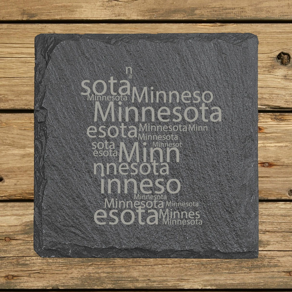 Minnesota Slate Coaster Set – Engraved Natural Stone (Set of 4)