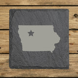 Iowa Slate Coaster Set – Engraved Natural Stone (Set of 4)