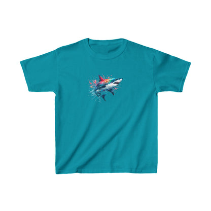 Colorful Shark Kids Tee - Watercolor Youth Shirt for Boys and Girls