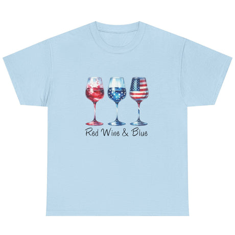 Red Wine and Blue cotton tee in light blue