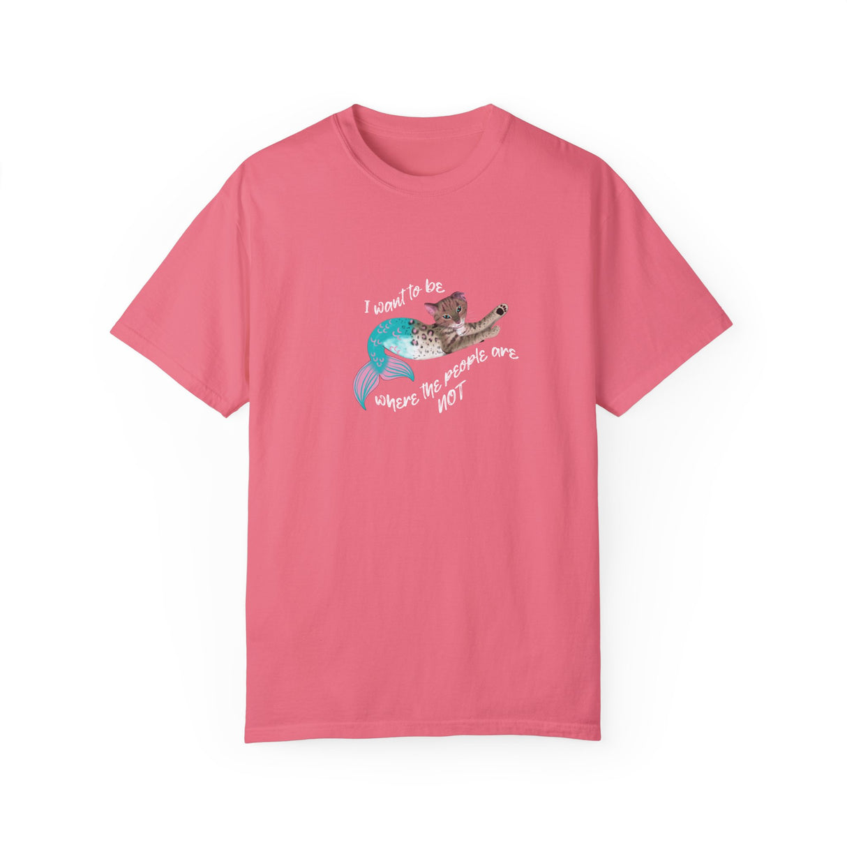 Mermaid Cat Purrmaid 'I Want to Be Where the People Are Not' Comfort Colors T-Shirt
