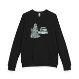 Raglan Crewneck Sweatshirt Christmas Tree Hugger Flounder the Purrmaid Design