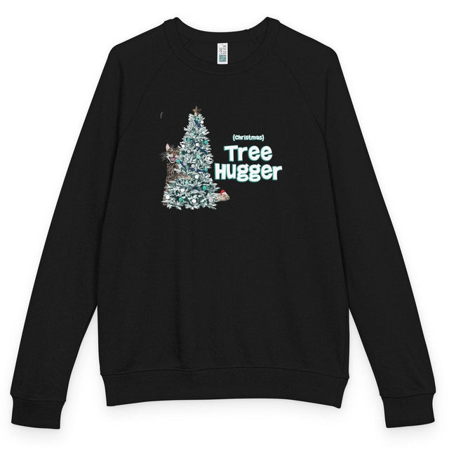 Christmas Tree Hugger raglan crewneck - Black
