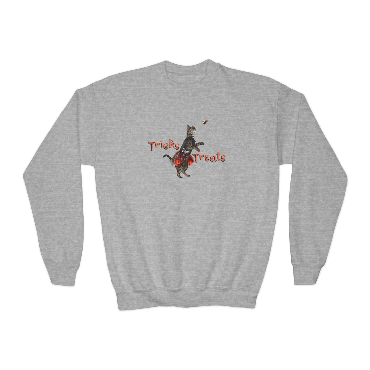 Tricks for Treats Youth Crewneck Sweatshirt — Flounder in Halloween Bravery Tutu Ballet Design