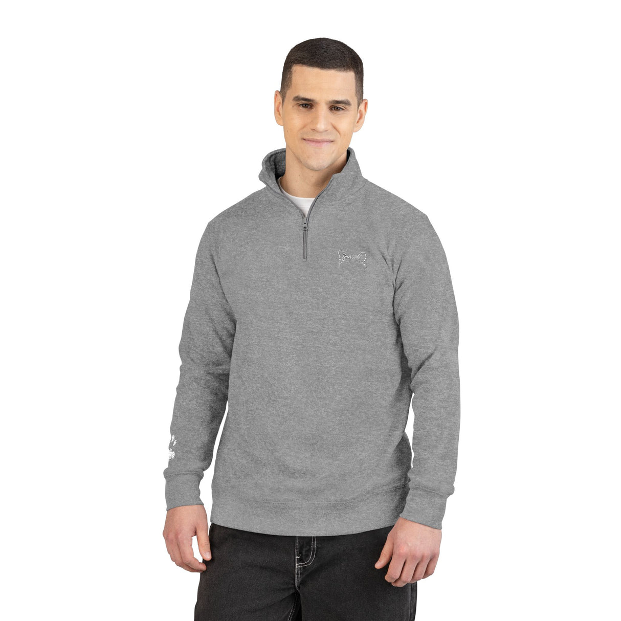 Cat Remembrance Embroidered Fleece Pullover — "Fiki" Paw & Ear Design