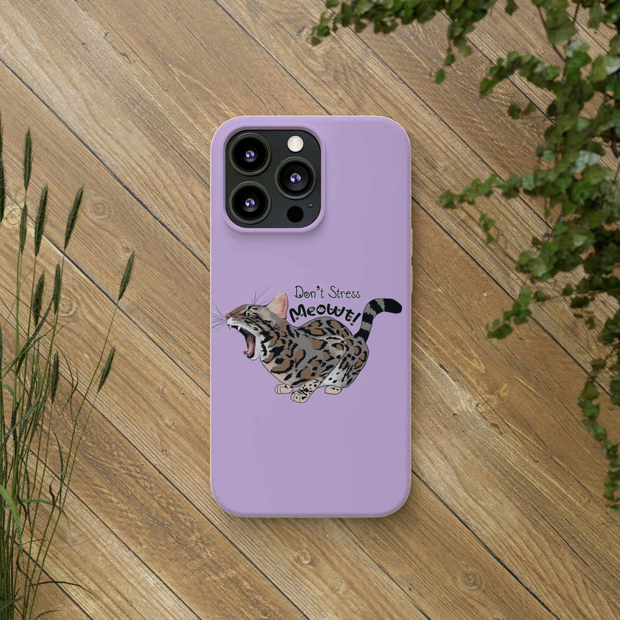 Flounder Cat - Don't Stress Meowt Biodegradable Phone Case – Eco-Friendly & Stylish