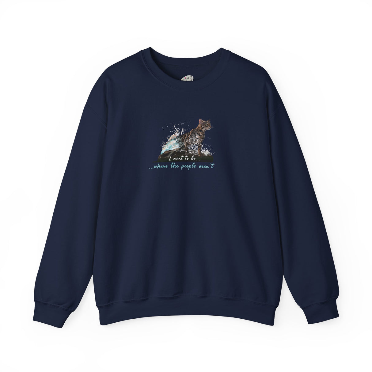 Purrmaid Crewneck Sweatshirt — "I want to be where the people aren't" Flounder Cat Design
