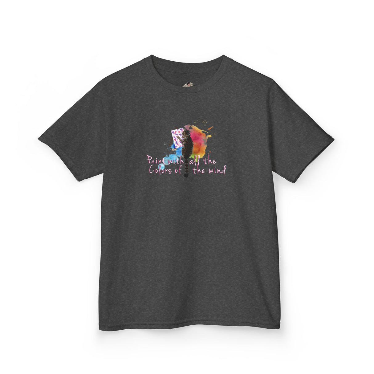 Kids Tee — “Paint With All The Colors Of The Wind” Flounder the Purrcasso Kids T-Shirt