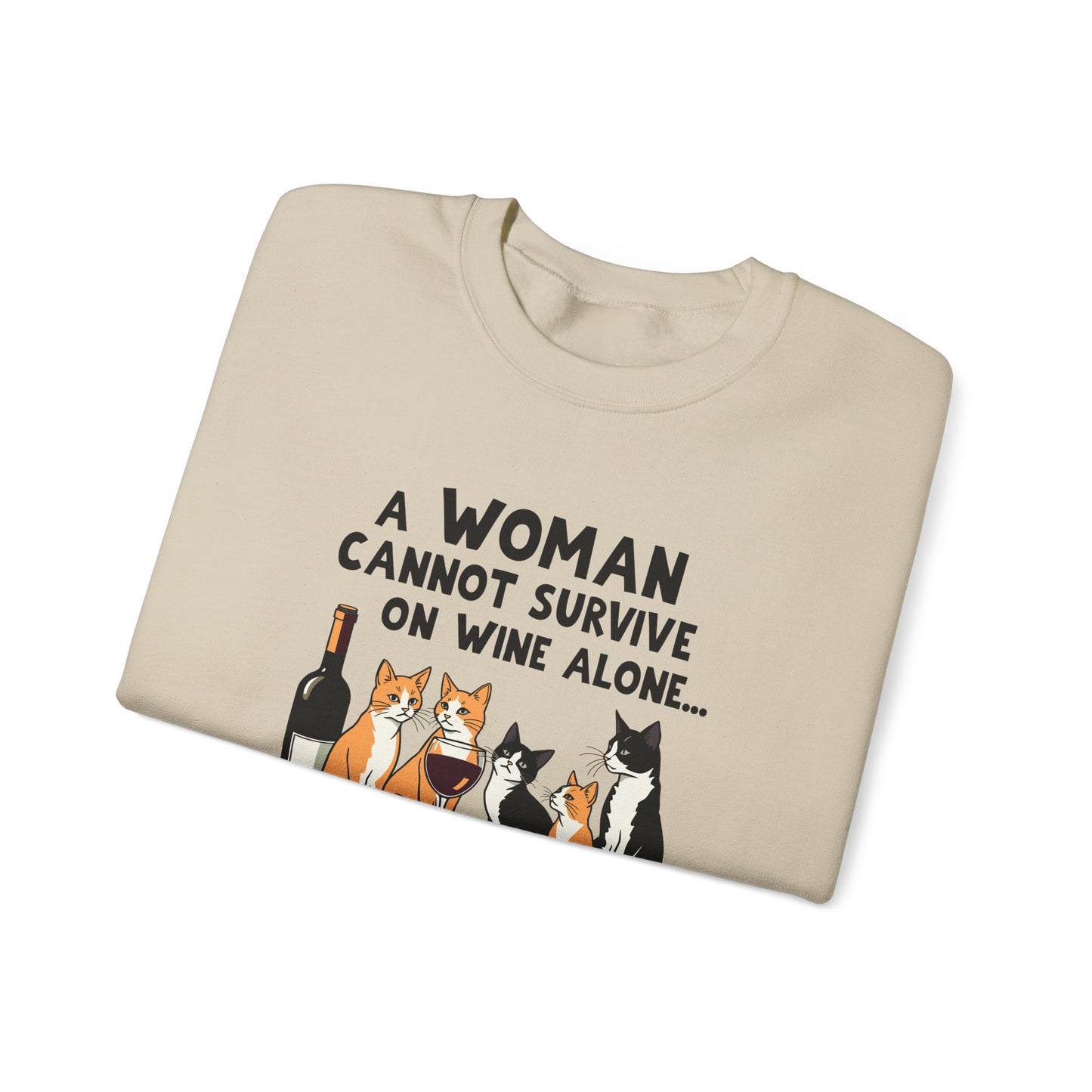 Funny Wine and Cats Sweatshirt - Adult