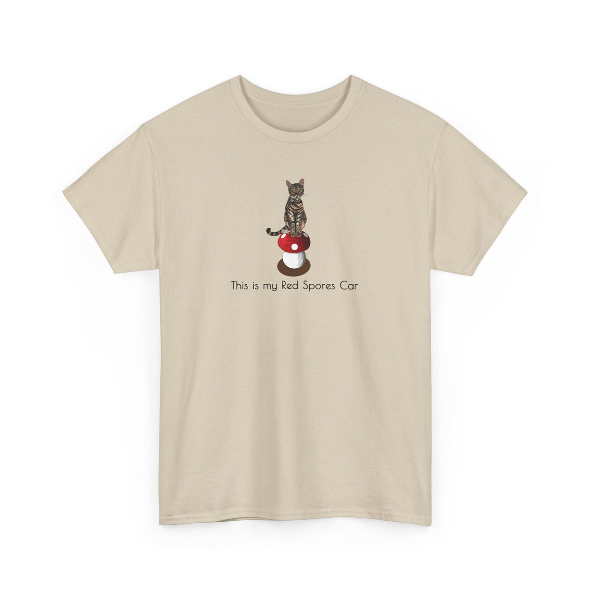 Red Spores Car Unisex Heavy Cotton Tee featuring Flounder and Mouse Toy on the Magical Mushroom