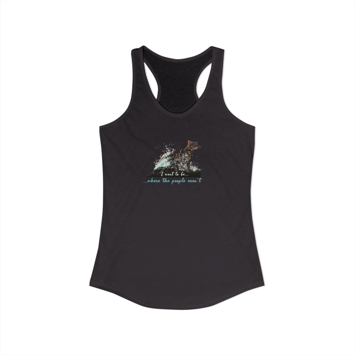 Purrmaid Flounder Racerback Tank — "I Want to Be Where the People Aren't"