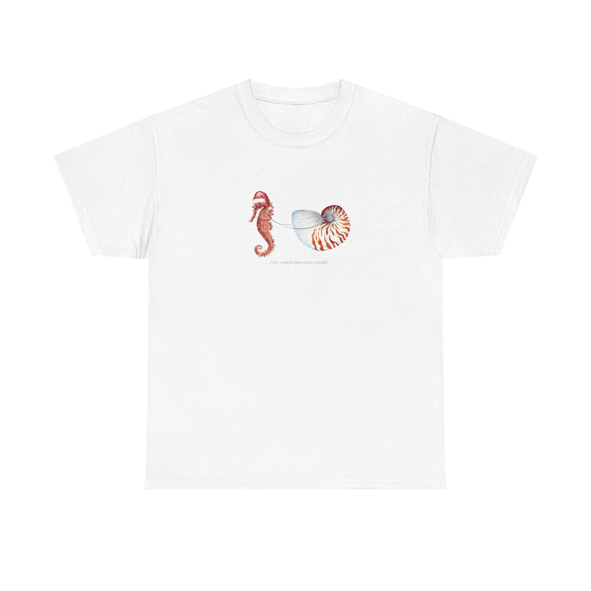 Nautical Christmas Unisex Tee - 'One (Sea) Horse Open Sleigh'