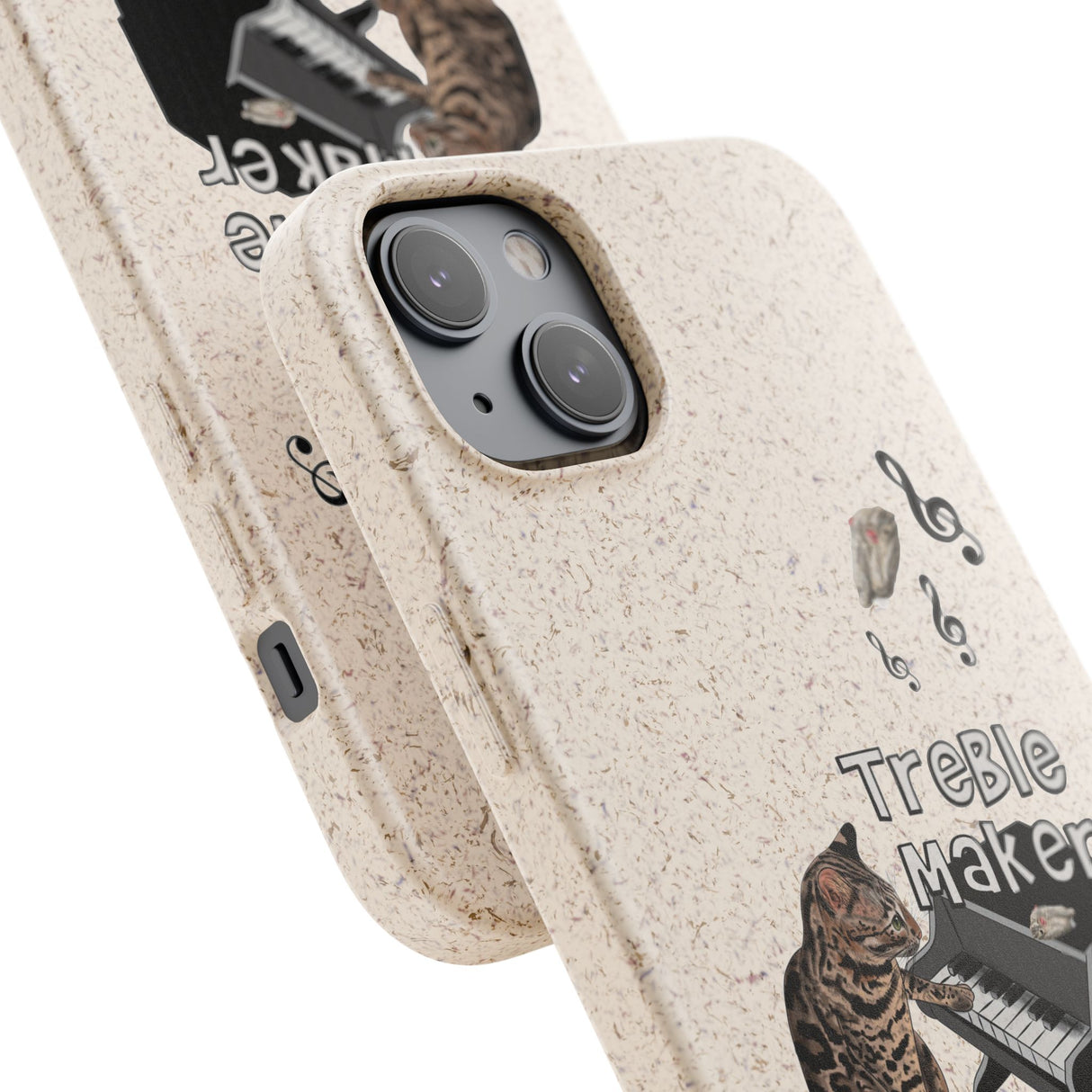 Phone case - Treble Maker Hand Drawn Design by Flounder's Mom, Nina Featuring Flounder the Purrmaid Playing Piano for Mouse Toy