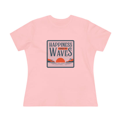 Wave Tee - Happiness Comes in Waves Women's Cotton Tee