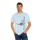 Purr-lunge Unisex T-shirt with Flounder the Purrmaid Design