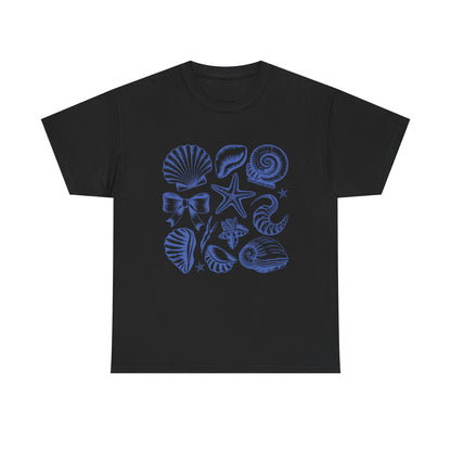 Blue Coastal Coquette Shell Cotton T-Shirt