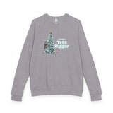 Raglan Crewneck Sweatshirt Christmas Tree Hugger Flounder the Purrmaid Design