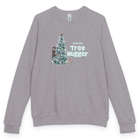 Christmas Tree Hugger raglan crewneck - Graphite Heather