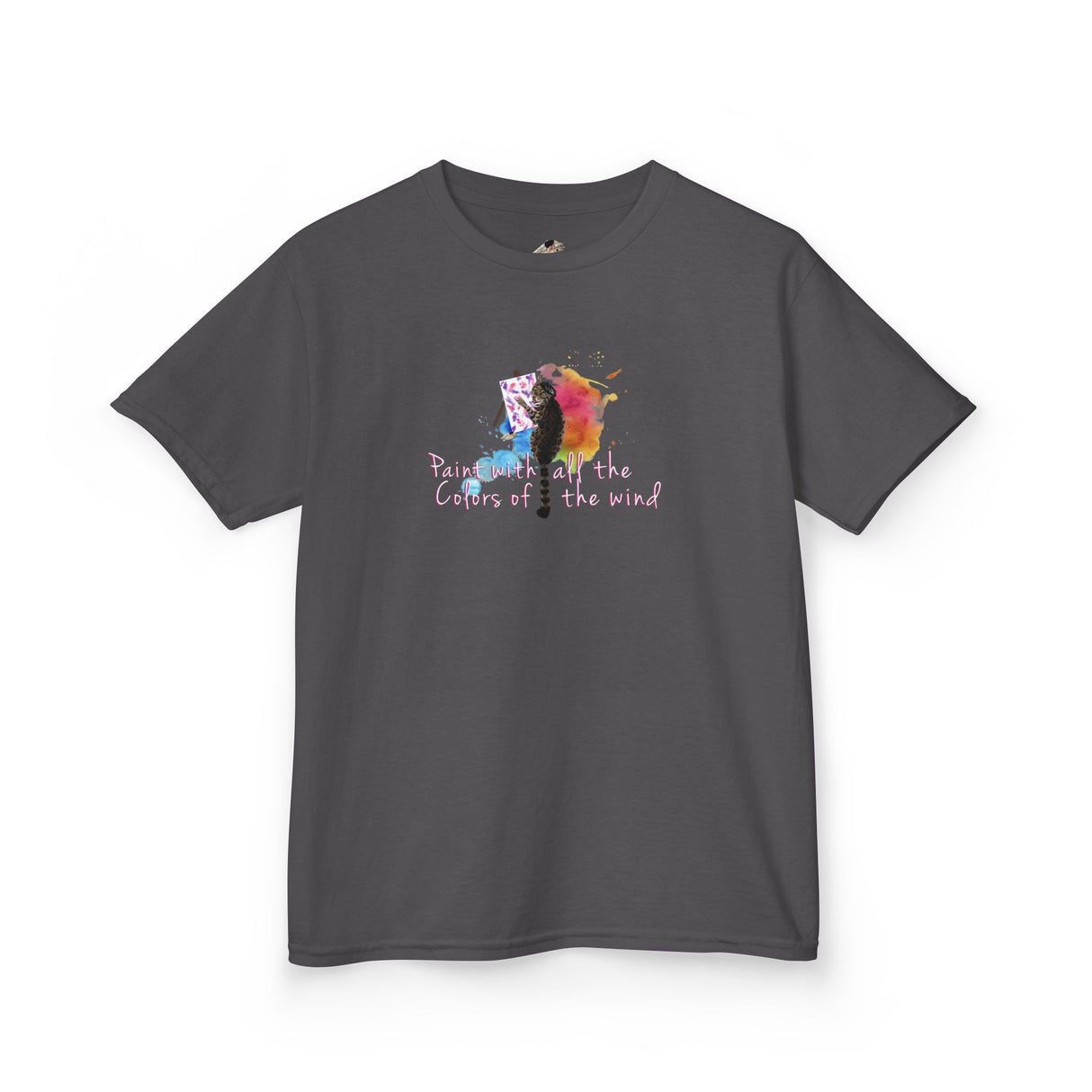 Kids Tee — “Paint With All The Colors Of The Wind” Flounder the Purrcasso Kids T-Shirt