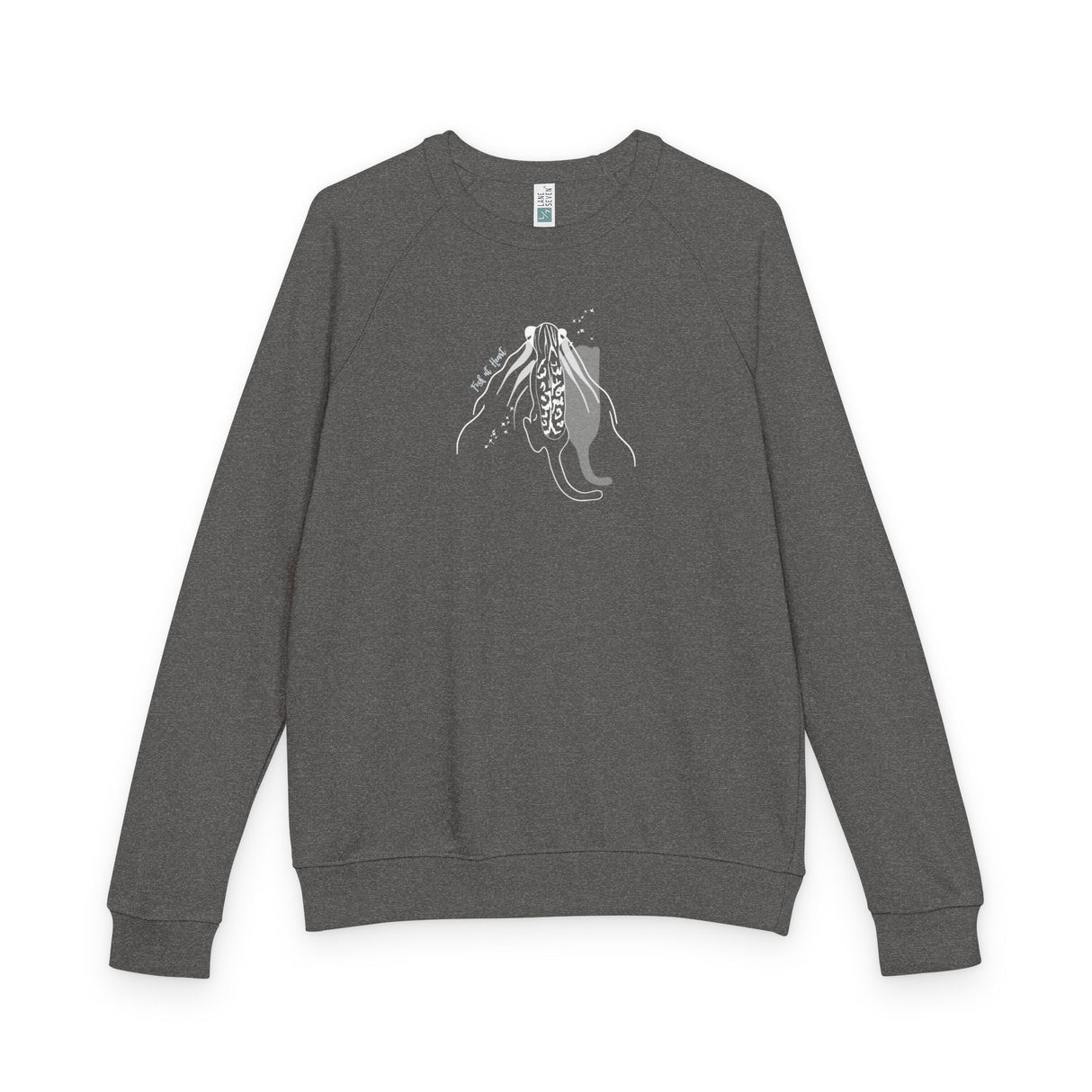 Raglan Crewneck Sweatshirt - Fish at Heart Flounder Purrmaid Inspired Design