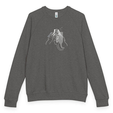 Fish at Heart Flounder Purrmaid raglan crewneck - Charcoal Heather