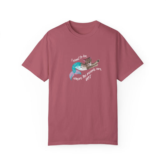 Mermaid Cat Purrmaid 'I Want to Be Where the People Are Not' Comfort Colors T-Shirt