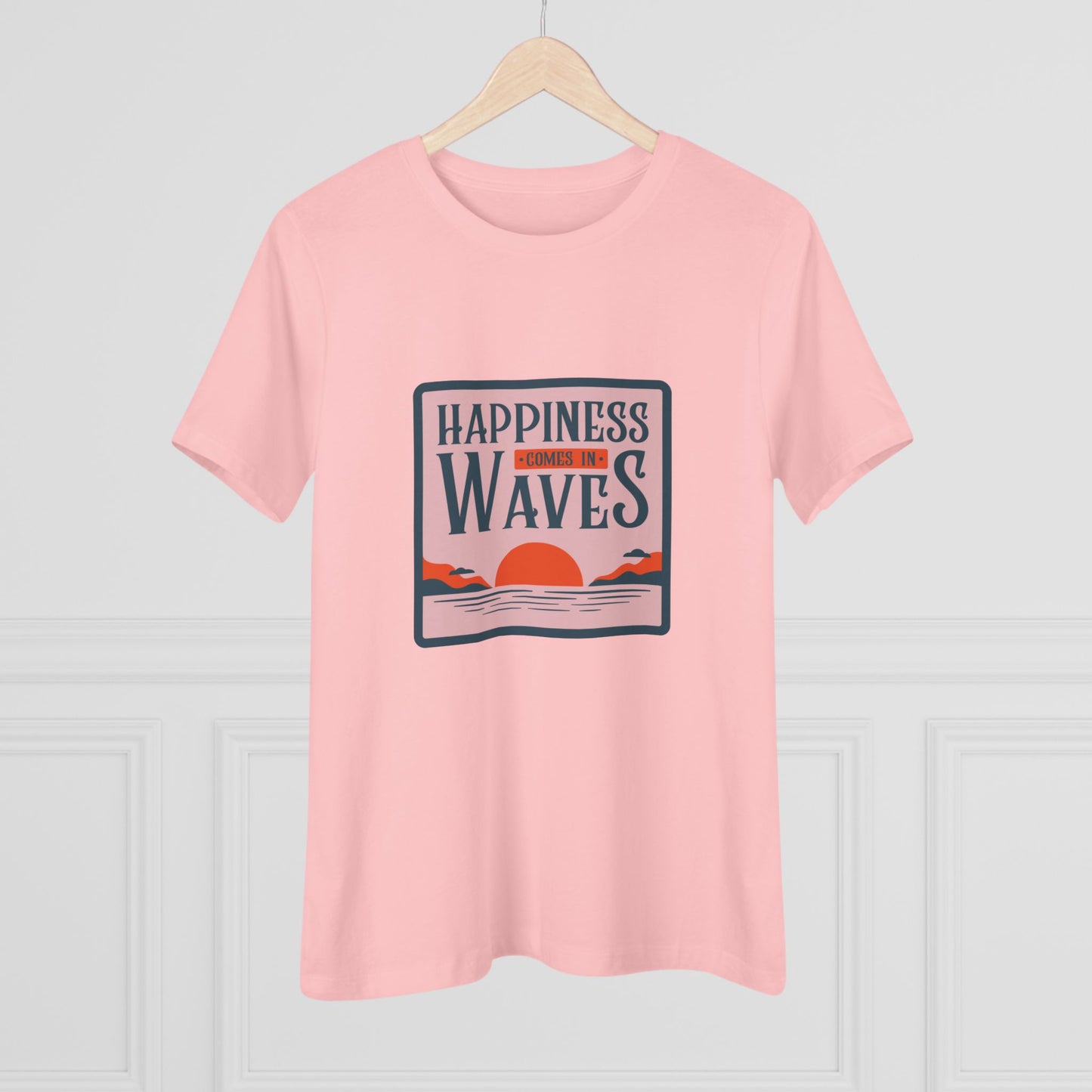 Wave Tee - Happiness Comes in Waves Women's Cotton Tee