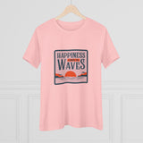 Wave Tee - Happiness Comes in Waves Women's Cotton Tee