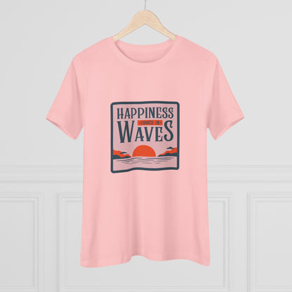 Wave Tee - Happiness Comes in Waves Women's Cotton Tee