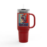 Insulated Travel Mug — "Vote Fish 2028" Funny Political Campaign Design Featuring Flounder the Purrmaid