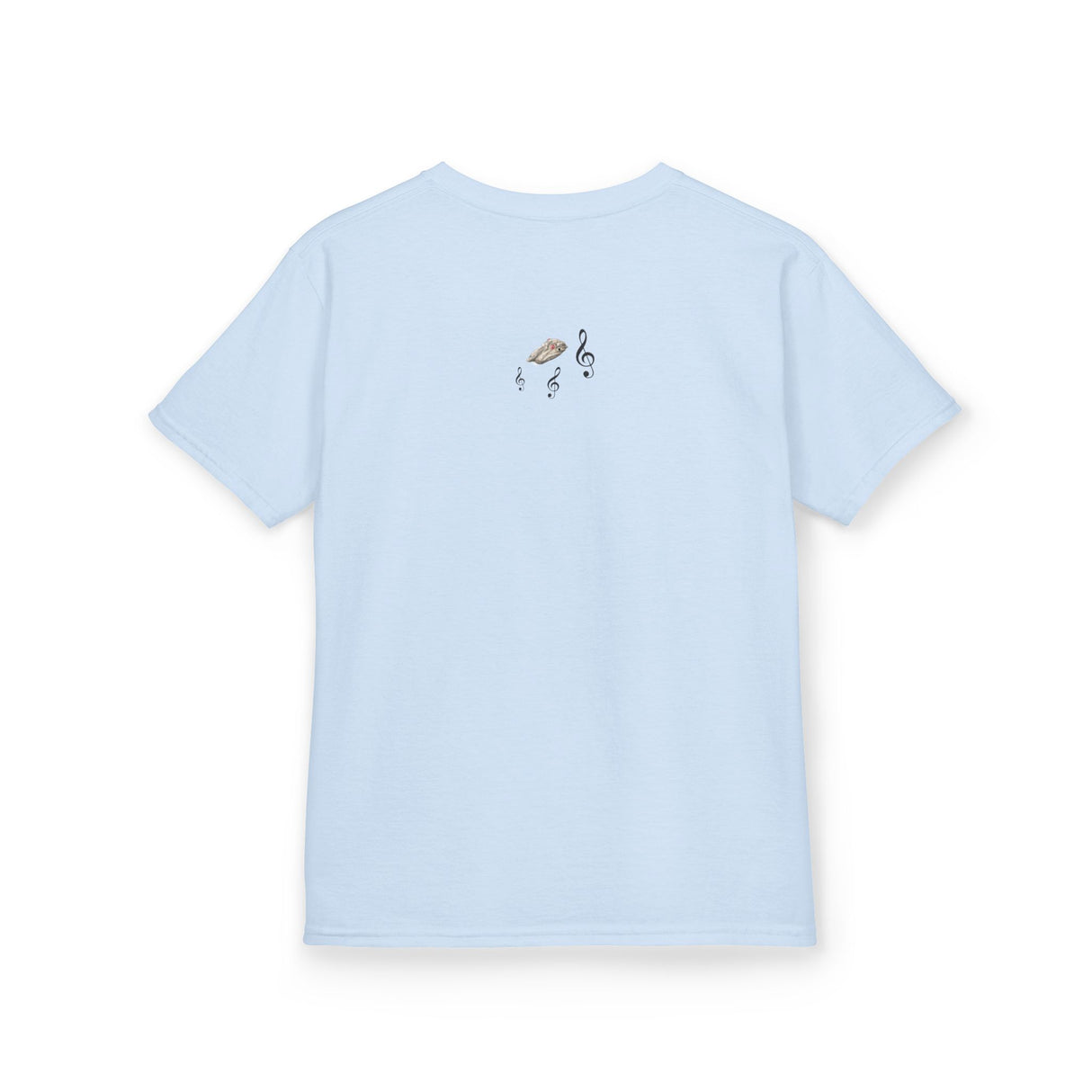 Kids Tee - Treble Maker Design Hand Drawn by Flounder's Mom, Nina Featuring Flounder the Purrmaid Playing Piano for Mouse Toy