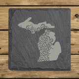 Michigan Slate Coaster Set – Engraved Natural Stone (Set of 4)