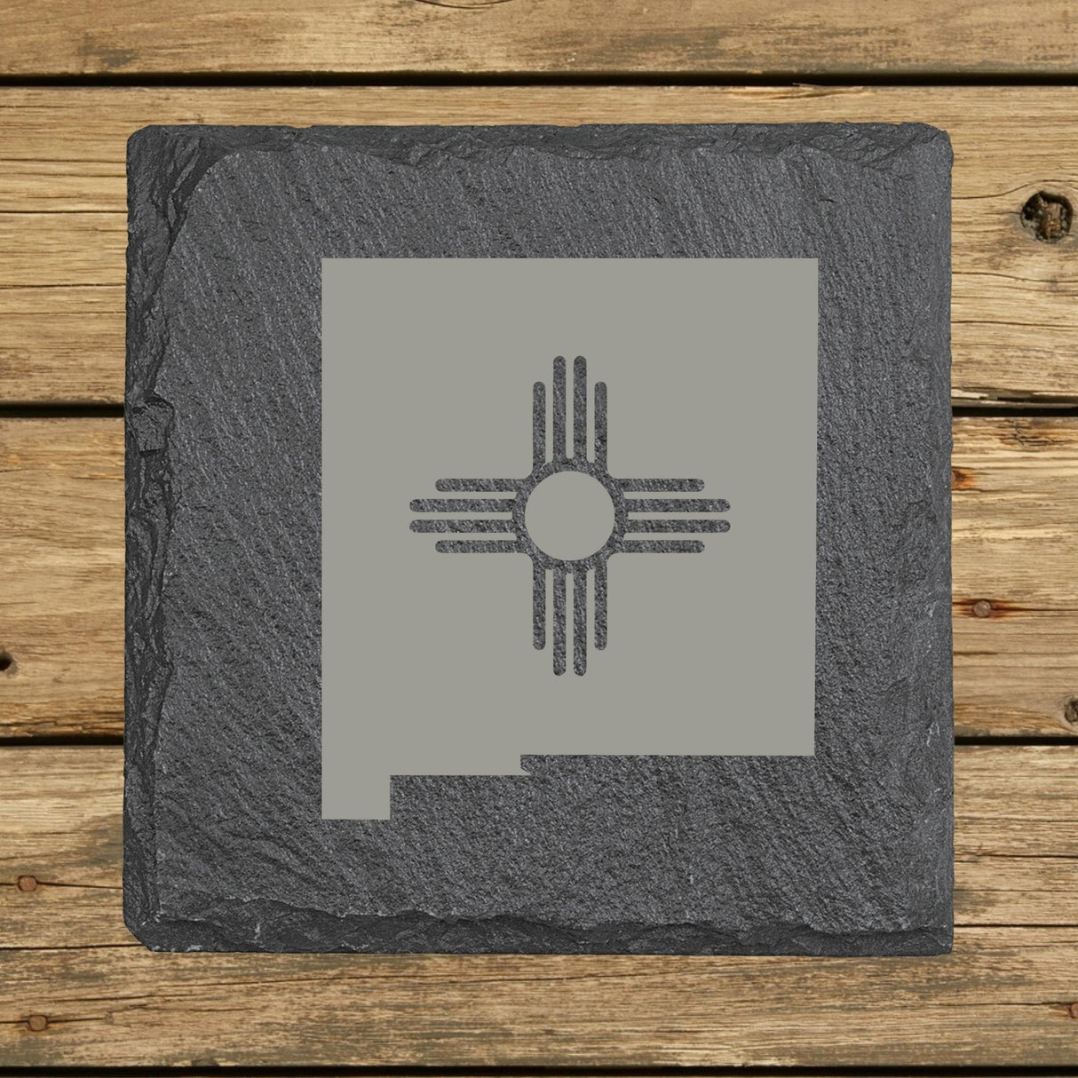 New Mexico Slate Coaster Set – Engraved Natural Stone (Set of 4)