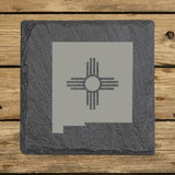 New Mexico Slate Coaster Set – Engraved Natural Stone (Set of 4)