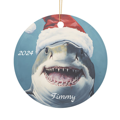 Personalized Shark Christmas Ornament – Custom Ceramic Holiday Decor