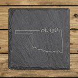 Oklahoma Slate Coaster Set – Engraved Natural Stone (Set of 4)