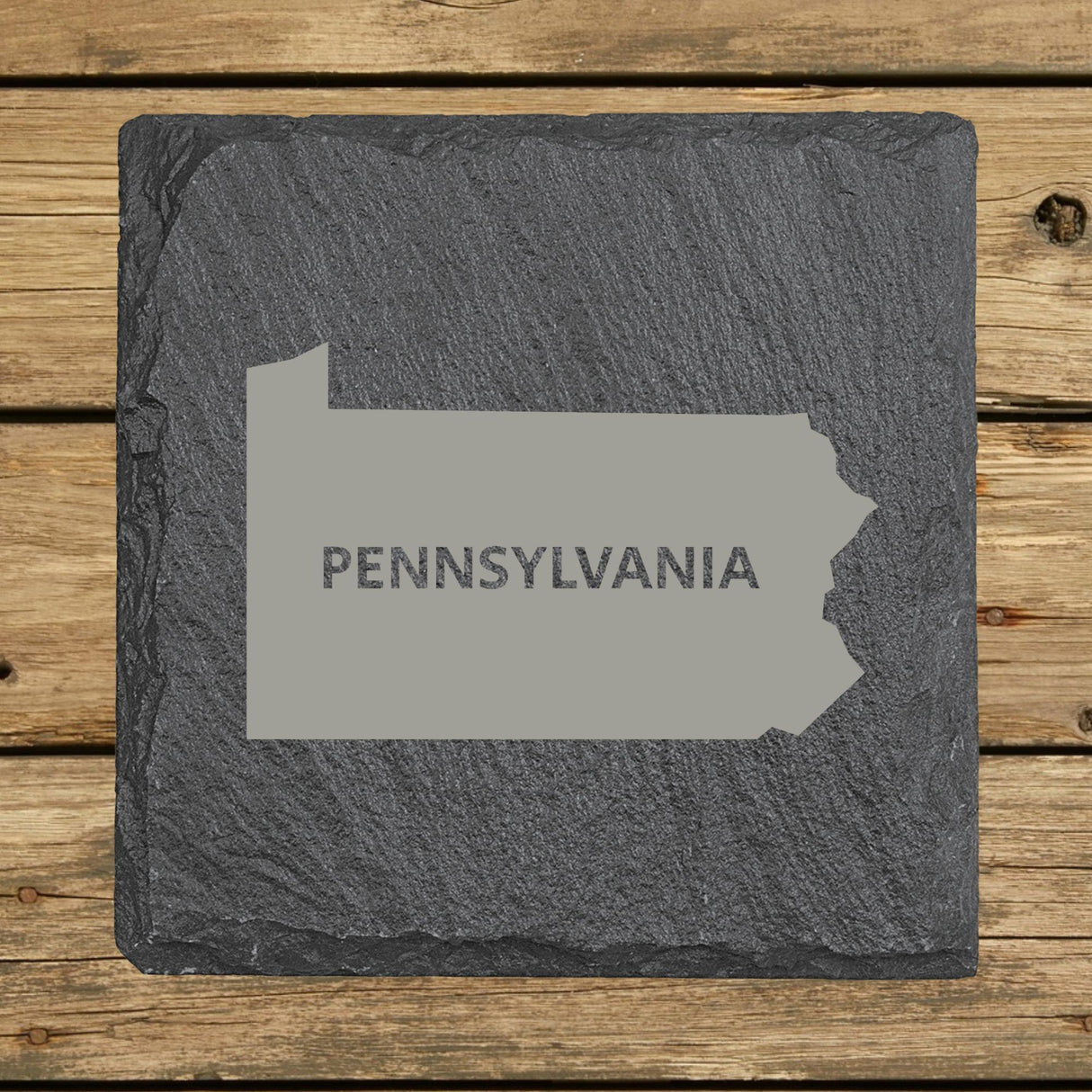 Pennsylvania Slate Coaster Set – Engraved Natural Stone (Set of 4)