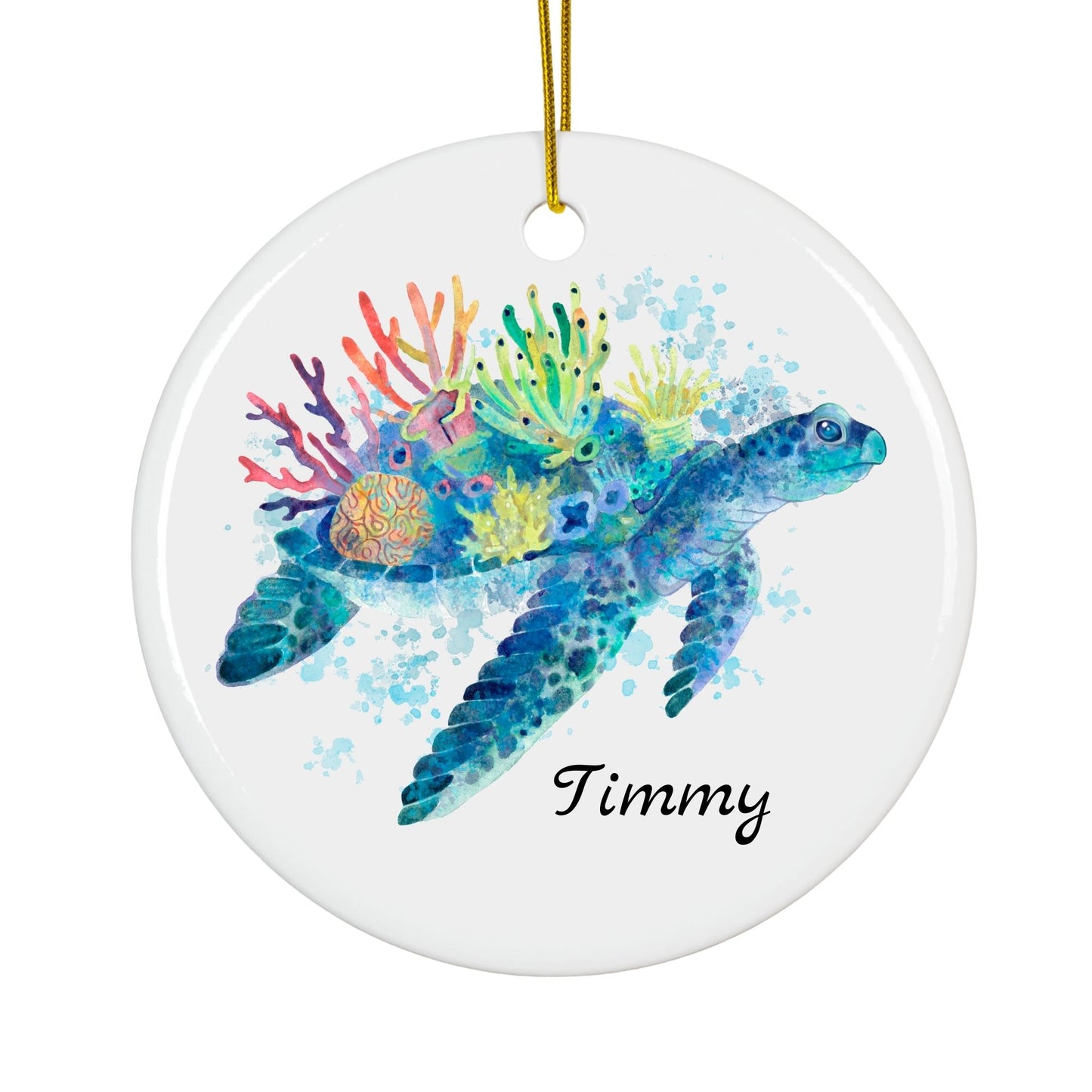 Personalized Sea Turtle Christmas Ornament – Custom Ceramic Holiday Decor