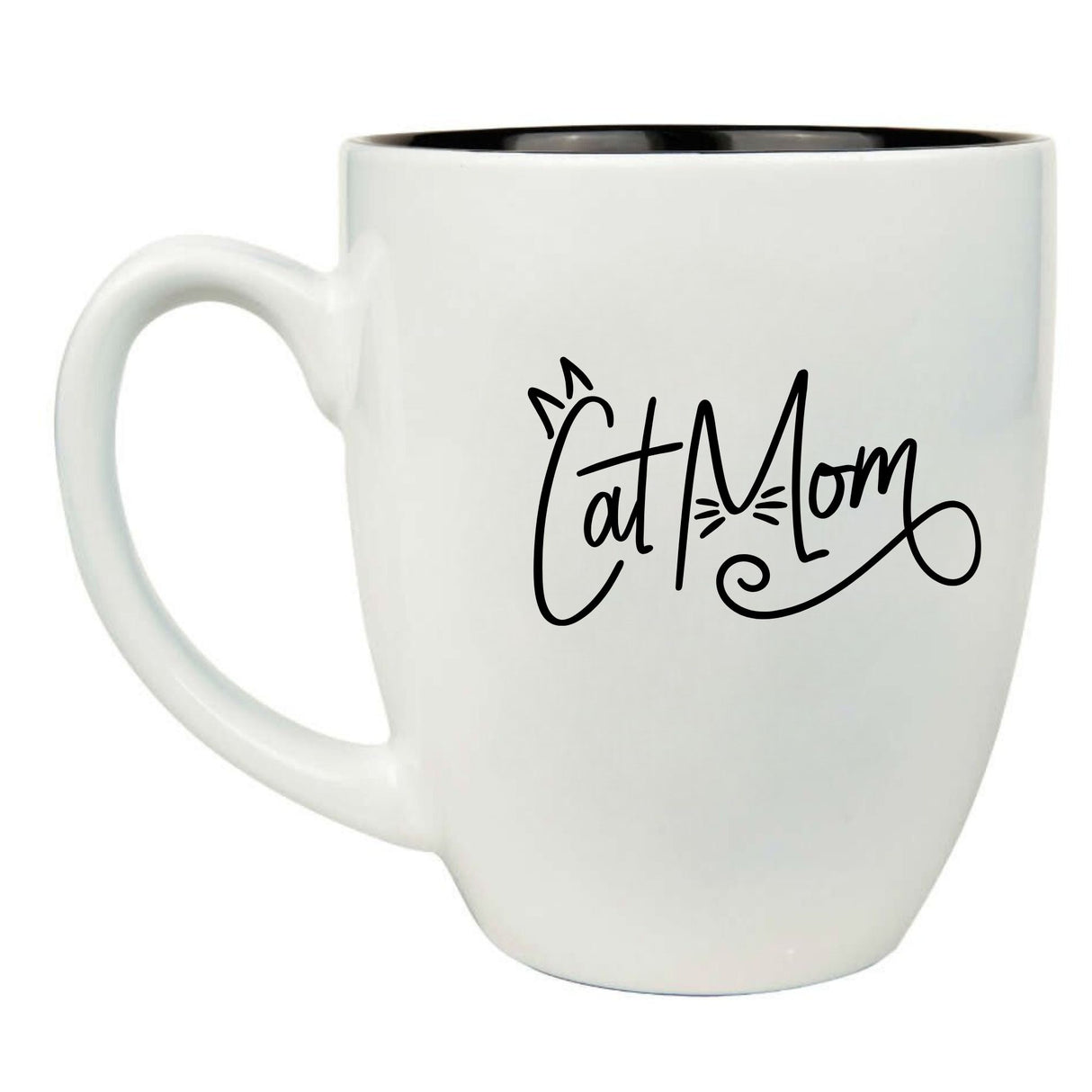 Cat Mom 16 oz. White Ceramic Bistro Coffee Mug - Purrfect Gift for Cat Lovers