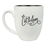 Cat Mom 16 oz. White Ceramic Bistro Coffee Mug - Purrfect Gift for Cat Lovers
